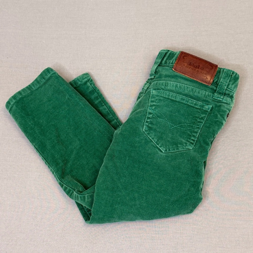 Polo Ralph Lauren Kids Green Corduroy Pants Size 3 3T Straight Leg Stretch
